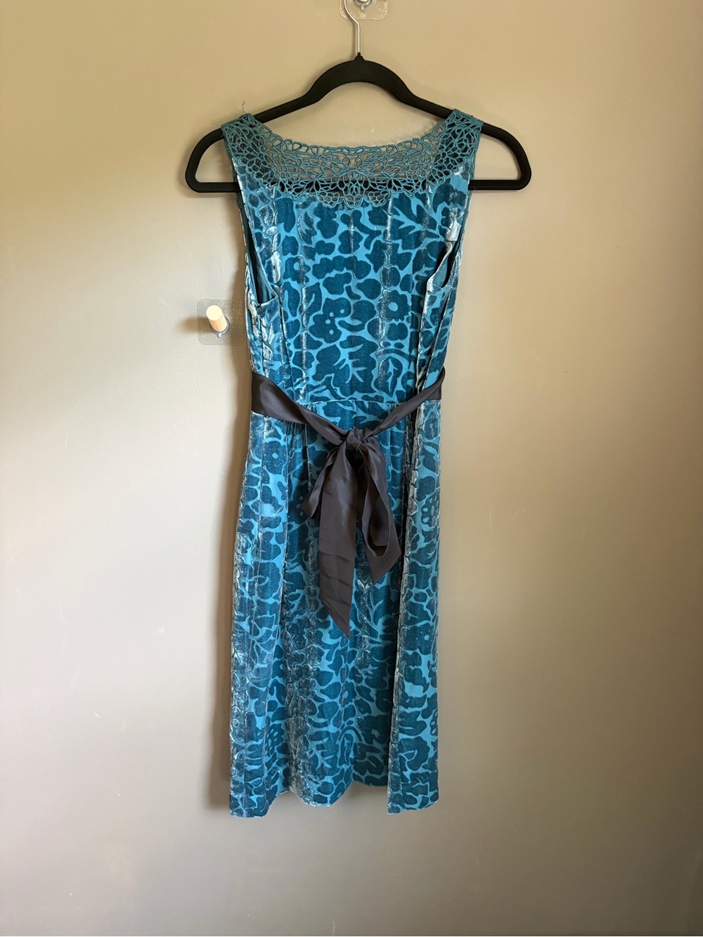 NWOT Moulinette Soeurs Blue Velvet Floral Sleeveless Dress - Picture 3 of 7